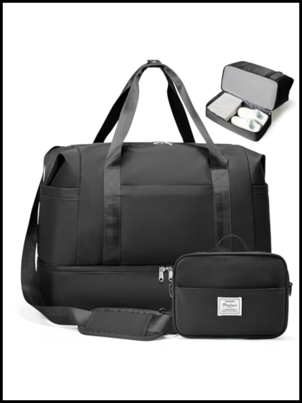 Travel Duffel Bag Women Weekender with Shoe Compartment & Toiletry Bag